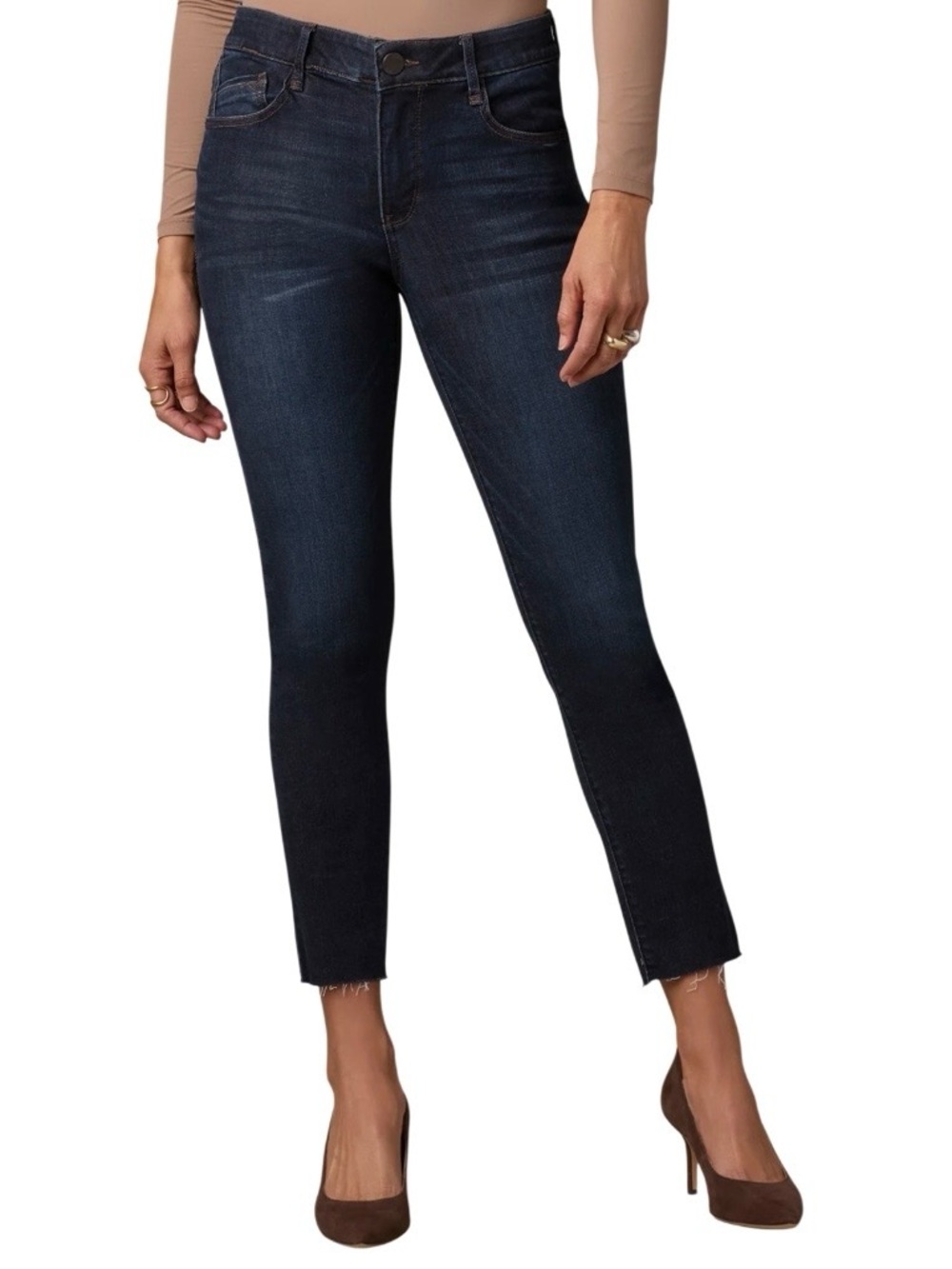Wit & Wisdom Dark Indigo High-Rise Ankle Skinny Raw hem Jeans Size 6‎